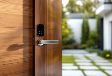 Serrature smart moderne installate su una porta