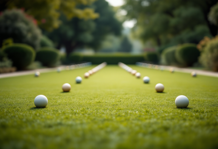 Giocatori di croquet al Green Boundary Club negli USA