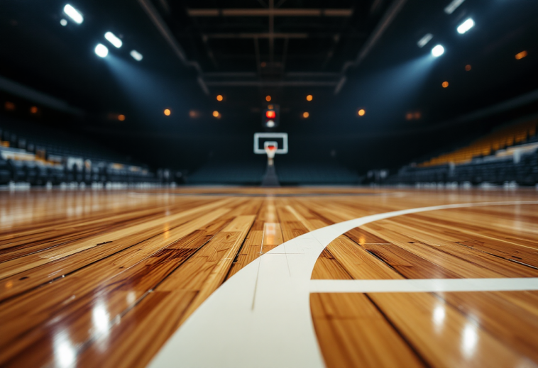 Giocatrici di basket femminile universitario in azione