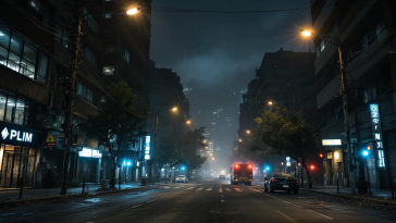 Immagine di un blackout in Cile con città al buio