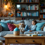 Famiglia che guarda un film insieme sul divano