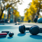 Cuffie bluetooth per sportivi in azione durante l'allenamento