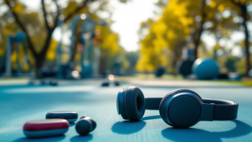 Cuffie bluetooth per sportivi in azione durante l'allenamento