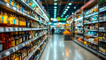 Etichette informative su bottiglie di alcolici europei