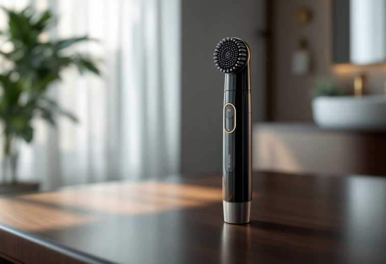 Spazzola elettrica per capelli in uso su capelli lunghi