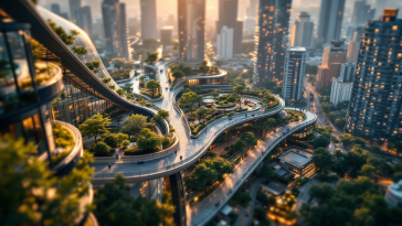 Panorama di Hyderabad con elementi di sostenibilità ambientale