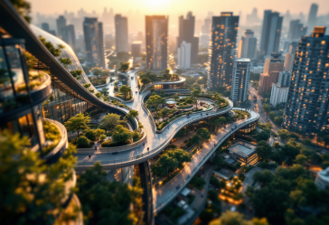 Panorama di Hyderabad con elementi di sostenibilità ambientale