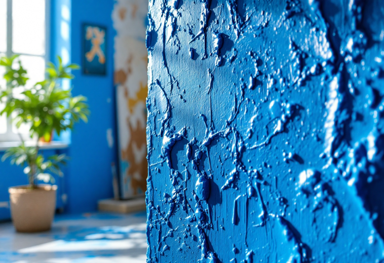 Opera d'arte ispirata al Blue Klein nel contesto moderno