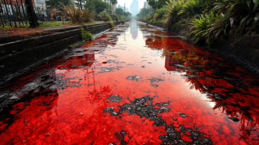 Acque rosse nel canale Sarandí a Buenos Aires