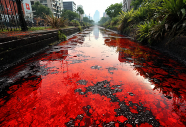 Acque rosse nel canale Sarandí a Buenos Aires