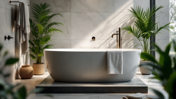 Altoparlante Lush Bath Bot in un bagno moderno