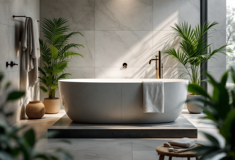 Altoparlante Lush Bath Bot in un bagno moderno