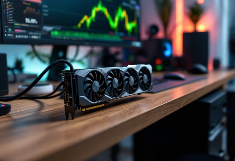 Immagine della GPU Nvidia RTX 5090 con dettagli tecnici