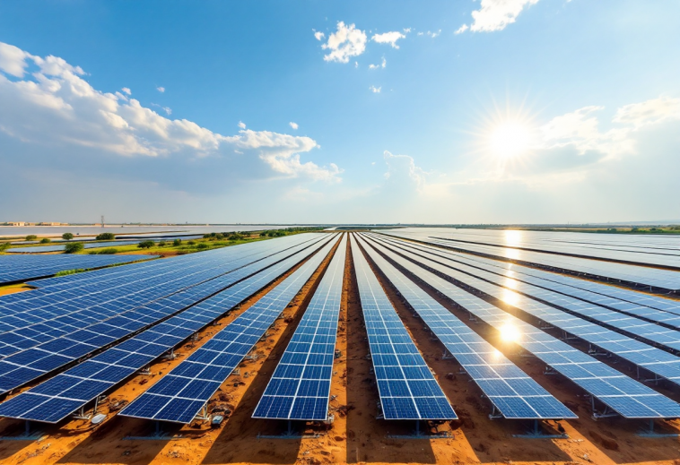 Immagine del nuovo impianto solare da 67 MW in Gujarat