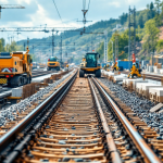 Treno in ritardo su binario in Italia durante l'estate