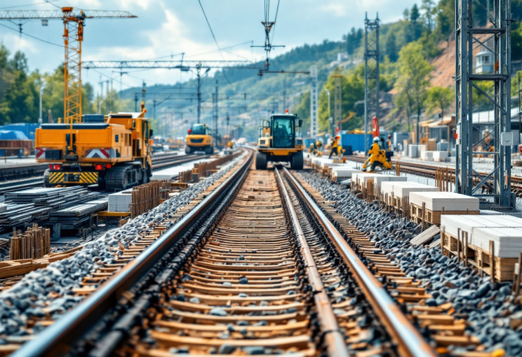 Treno in ritardo su binario in Italia durante l'estate
