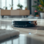 Robot EZVIZ in azione mentre pulisce un pavimento