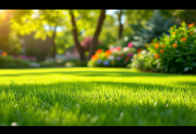 Robot tagliaerba in azione su un prato verde