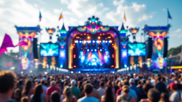 Immagine del Festival di Sanremo 2025 con pubblico e social media