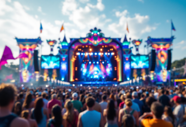 Immagine del Festival di Sanremo 2025 con pubblico e social media