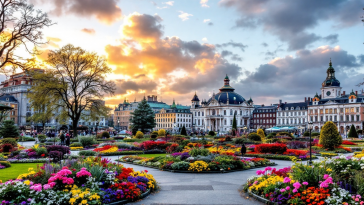 Vista panoramica di Copenaghen con la Sirenetta