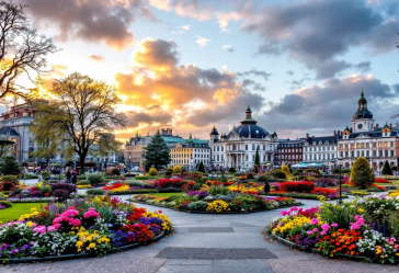 Vista panoramica di Copenaghen con la Sirenetta
