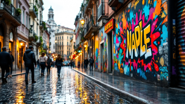 Panorama di Napoli con arte e piatti tipici