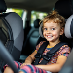 Seggiolino auto per bambini con caratteristiche di sicurezza