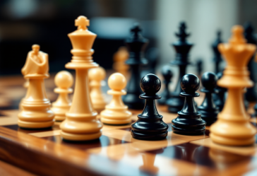 Giocatori di scacchi in azione durante una partita strategica