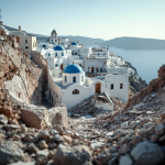 Turisti in fuga da Santorini dopo un terremoto