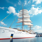 Immagine di una nave con vele verdi per la sostenibilità