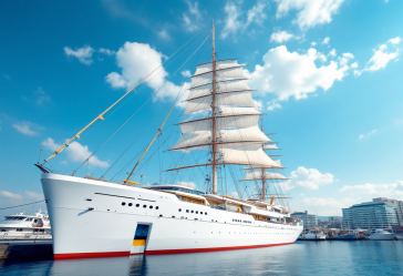 Immagine di una nave con vele verdi per la sostenibilità