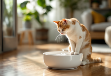 Fontanella per gatti in un ambiente domestico