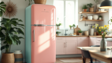 Frigorifero vintage con design retrò e tecnologia avanzata