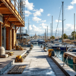 Vista panoramica del porto turistico a Fiumicino