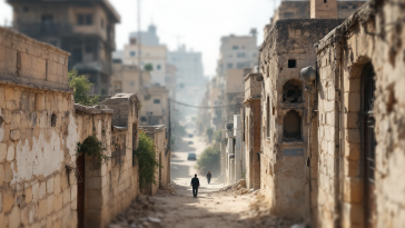 Mappa della Siria con simboli di conflitto e incertezza