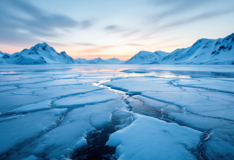 Immagine dei ghiacci polari con evidenti segni di riduzione