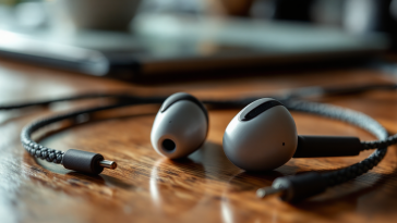 Auricolari puliti e igienizzati su sfondo bianco