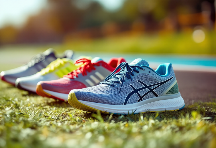 Runner che prova diverse scarpe da running