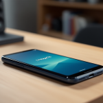 Logo di LineageOS su uno smartphone vintage