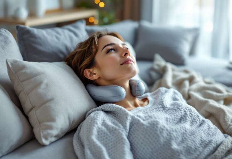 Massaggiatore cervicale in uso per alleviare tensioni