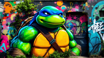 Tartarughe Ninja in azione con i loro strumenti
