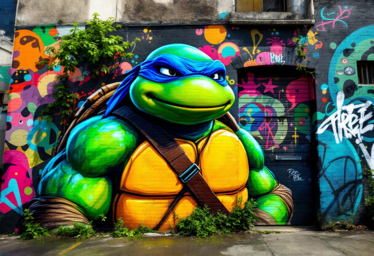 Tartarughe Ninja in azione con i loro strumenti