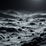 Rappresentazione dell'asteroide 2024 YR4 in avvicinamento alla Luna