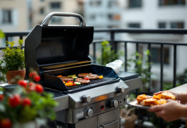Barbecue elettrico in uso con cibo grigliato