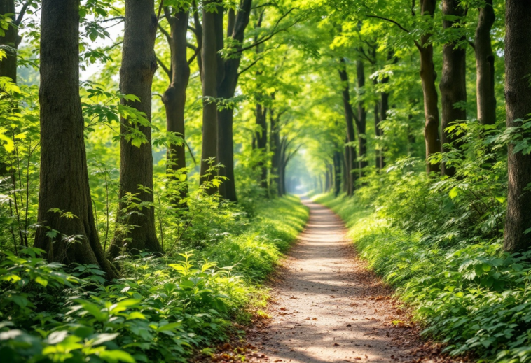 Uomo che cammina veloce in un parco per migliorare la salute