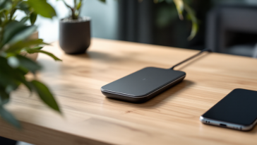 Caricatore wireless moderno su sfondo bianco