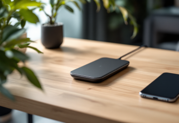 Caricatore wireless moderno su sfondo bianco