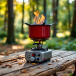 Fornelli da campeggio in uso durante un'escursione