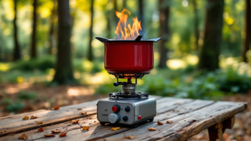 Fornelli da campeggio in uso durante un'escursione